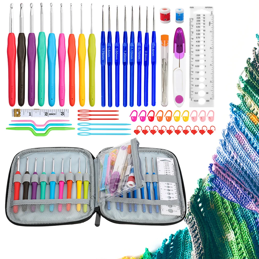 

Игла DIY Искусство Набор крючков для вязания с сумкой эргономичный брикет Ножницы Набор аксессуаров для шитья
