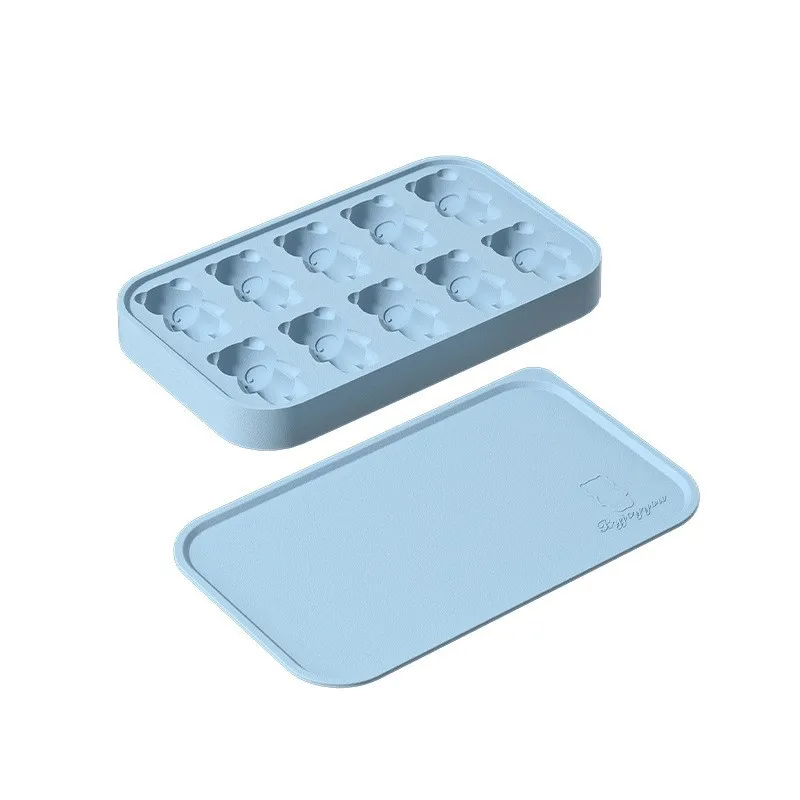 

1Pcs New Cute Bear Ice Cube Mold Silica Gel Solid Color Environmental Protection Sealed Ice Box Household Kitchen Tools CW760