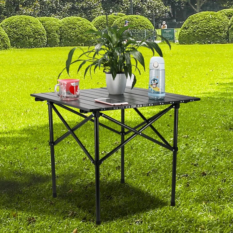 Outdoor Folding Egg Roll Table Portable Nature Hike Table One-key Storage Camping Table Aluminum Alloy Tourist Table Beach Table