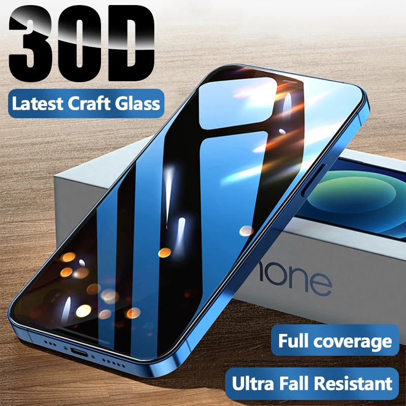 

30D полное покрытие закаленное стекло для iPhone 12 11 Pro Max защита для экрана на iPhone 13 Pro Max Mini XR XS Max защитное стекло