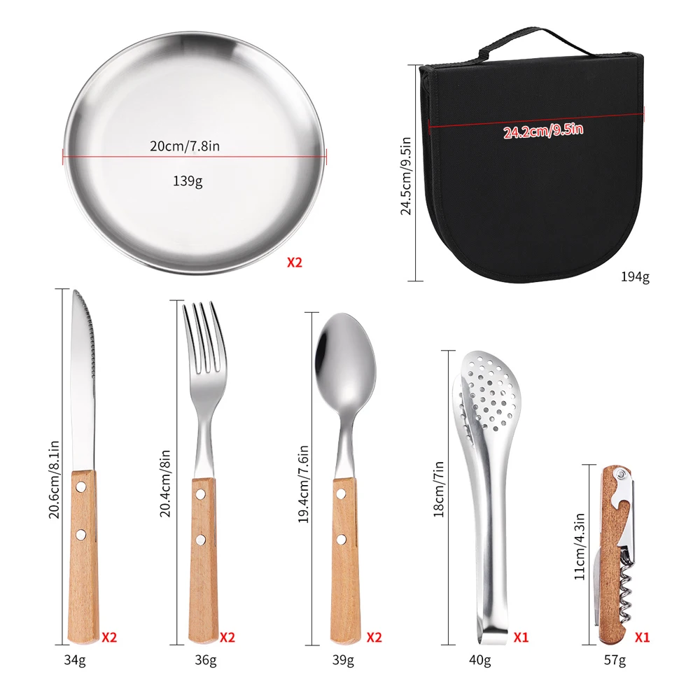 Портативный нож с деревянной ручкой для кемпинга вилка ложка столовые приборы из