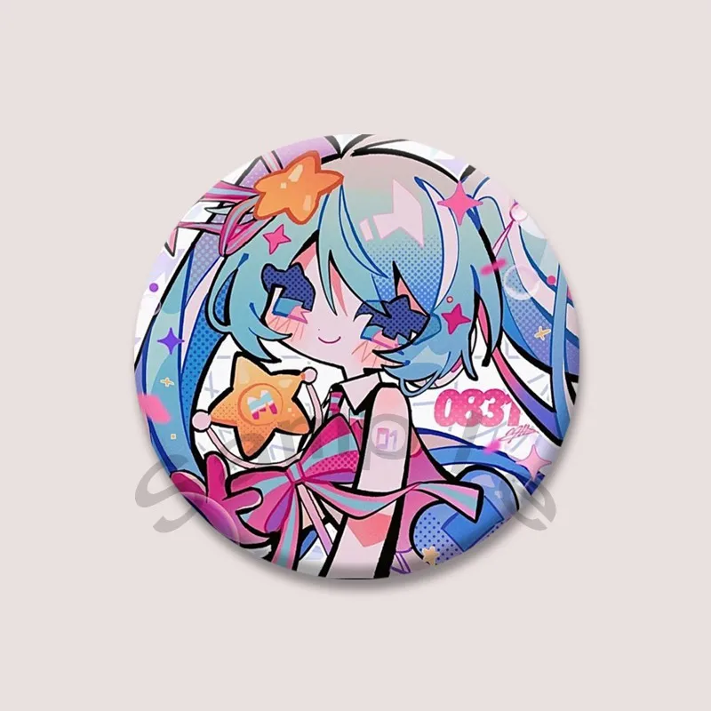 Kawaii Virtual Singer Mik значок круглой формы защелкивающаяся мультяшная брошь
