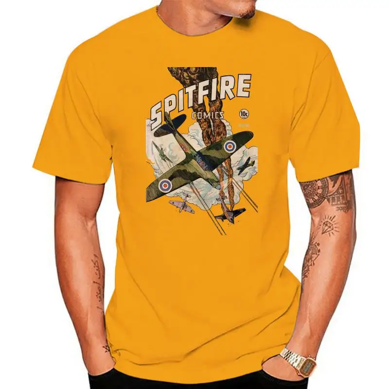 

2022 Summer Cool Tee Shirt Spitfire Plane Comic War Mens Retro Vintage Ad T-shirt Tee Moth Fashion Tee Shirt
