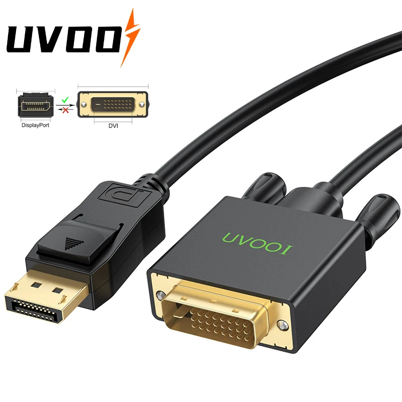 

UVOOI DisplayPort to DVI Cable DP to DVI-D Male 24+1 Adapter Gold Plated 1080P for Dell Asus Monitor HD HDTV HD PC Projector