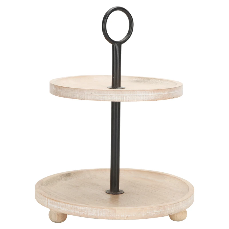 

Винтажный Декоративный Круглый двухслойный поднос из дерева ручной работы в стиле ретро