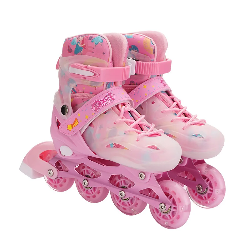 

Children PU Full Flash Anti-collision Skates Single Row Roller Skates Professional Adjustable Skates