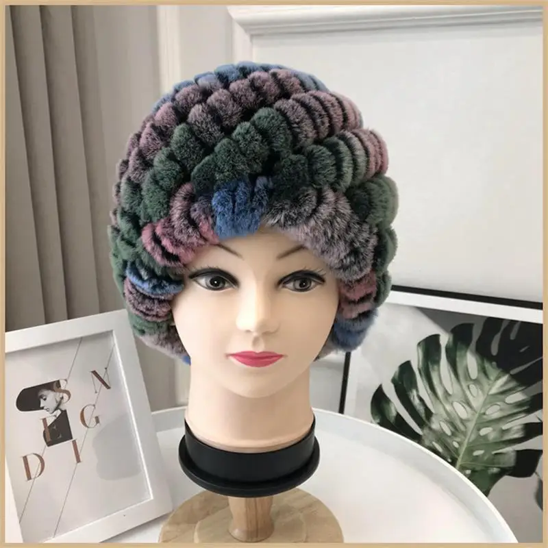 Winter Real Rabbit Fur Hat For Women 