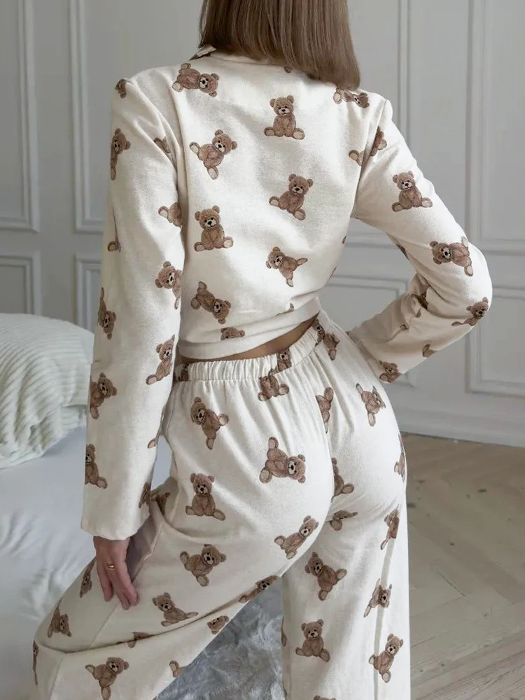 Linad женский костюм из 2 предметов одежда для сна с длинным рукавом и принтом