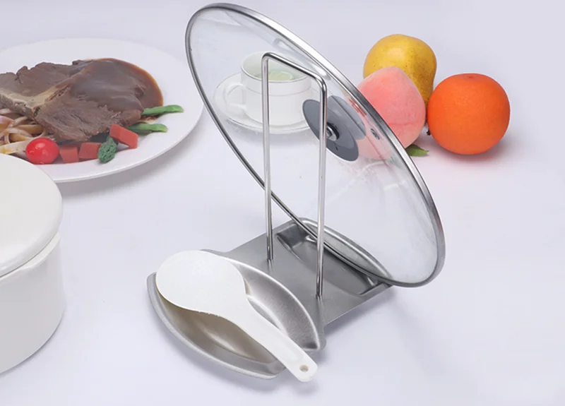 

1Pcs Kitchen Accessories Stainless Steel Pot Lid Shelf Kitchen Organizer Pan Cover Lid Rack Stand Sponge Spoon Holder Dish Rack
