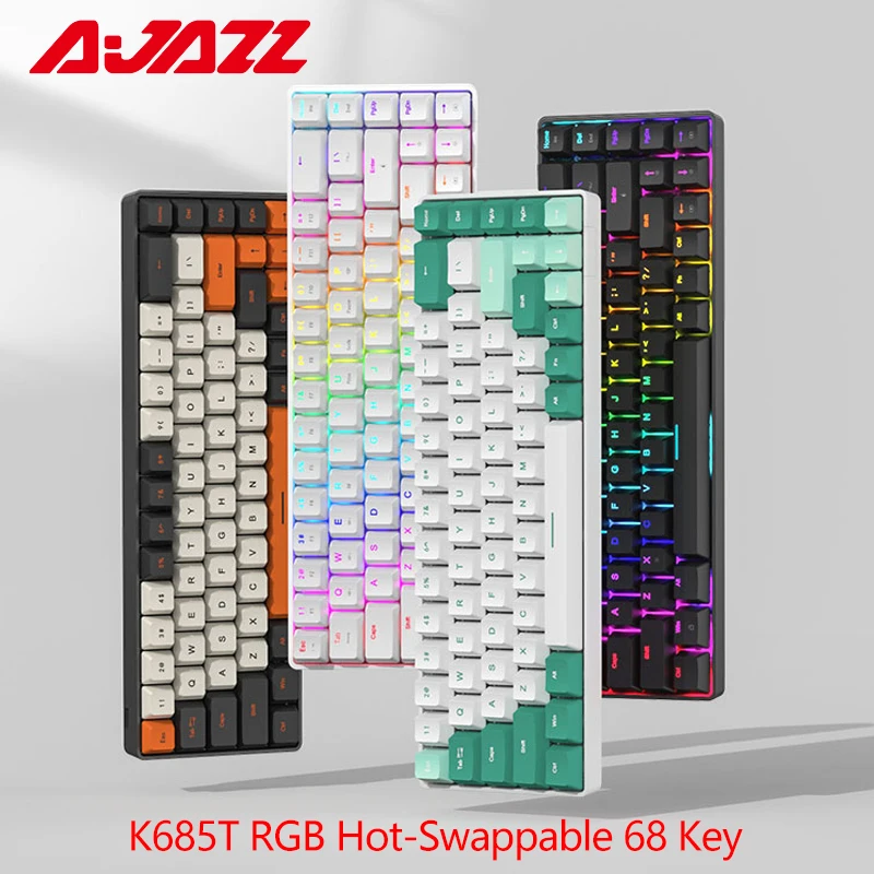 Клавиатура AJAZZ K685T механическая, подсветка RGB, Bluetooth, 68 клавиш, три режима, Беспроводная игровая клавиатура с популярной заменой для ноутбука и ПК - изображение