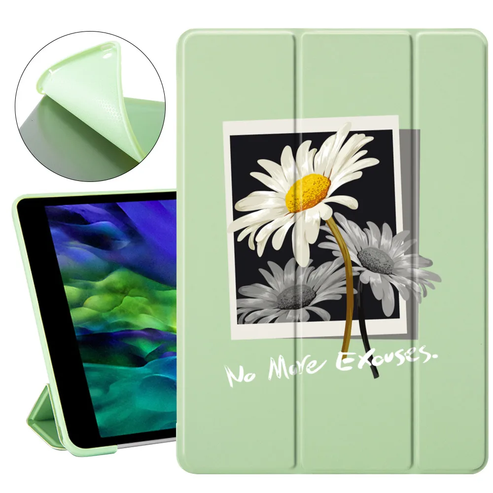 

Daisy Flower Green Soft Case For iPad Pro 11 2020 12.9 2021 Funda For iPad 5th 6th 7th 8th 9th Generation Mini 3 4 5 6 Air 1 2