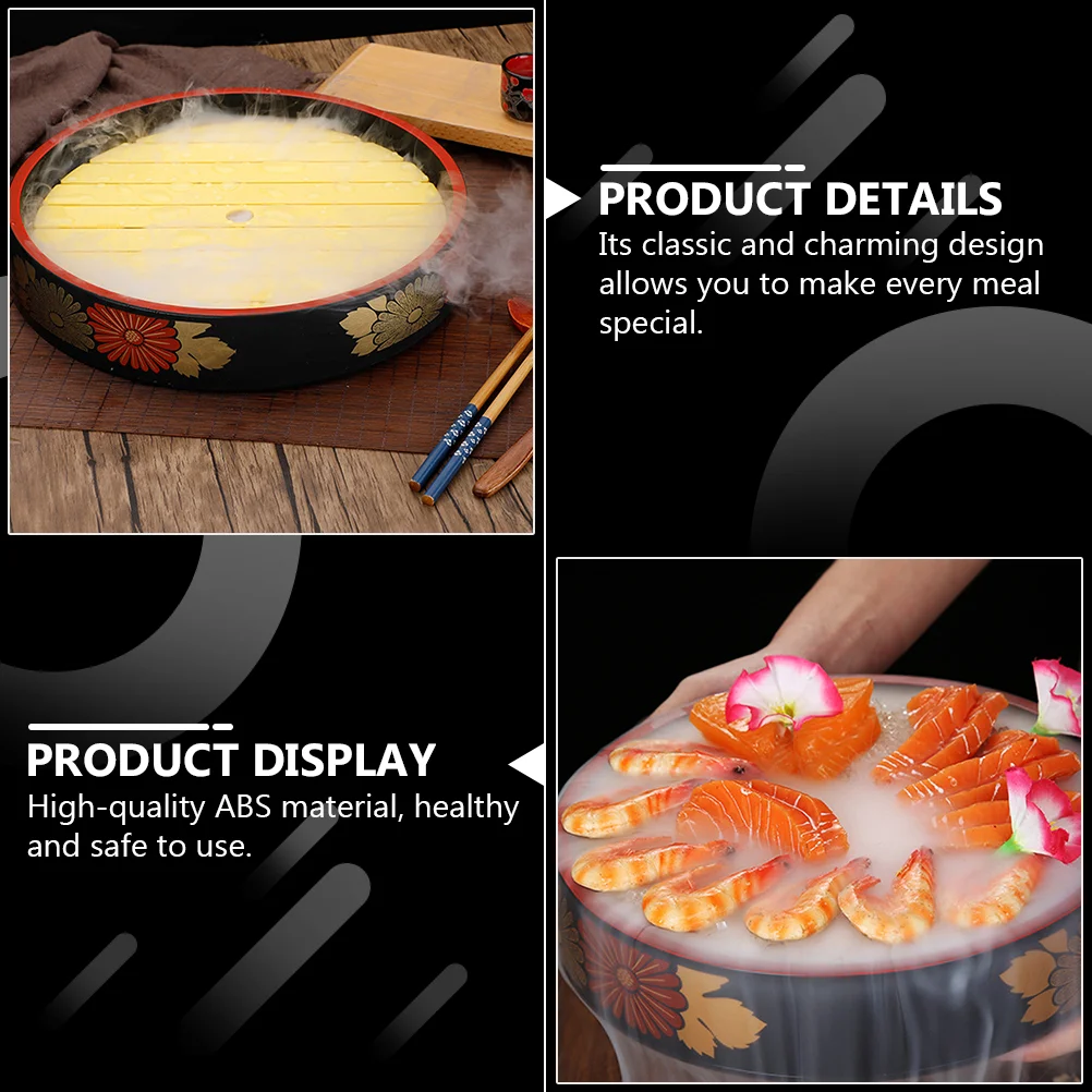 

Sashimi Dry Ice Plate Japanese Salmon Seafood Sushi Restaurant High-End Flat Plate Serving Plate
