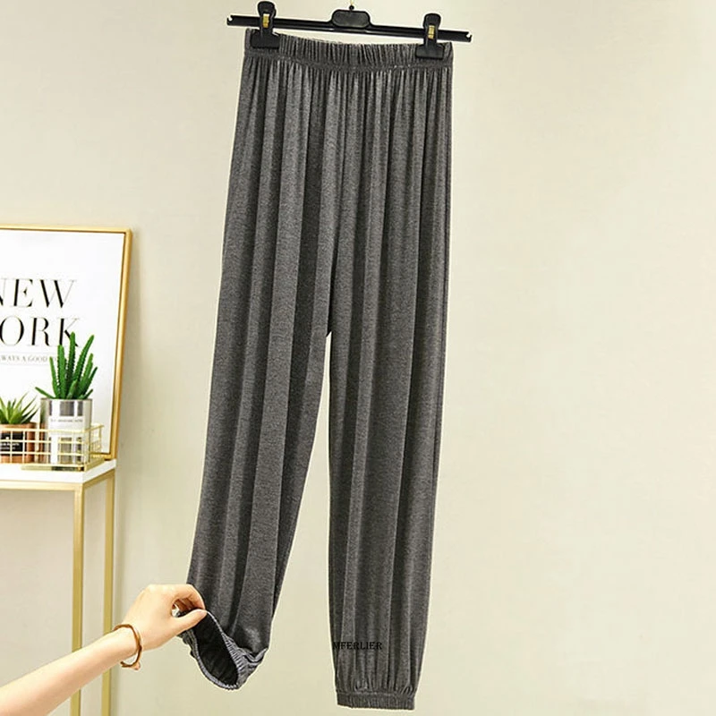 Летние тонкие брюки размера плюс 9XL 150 кг из модала с широкими штанинами женские