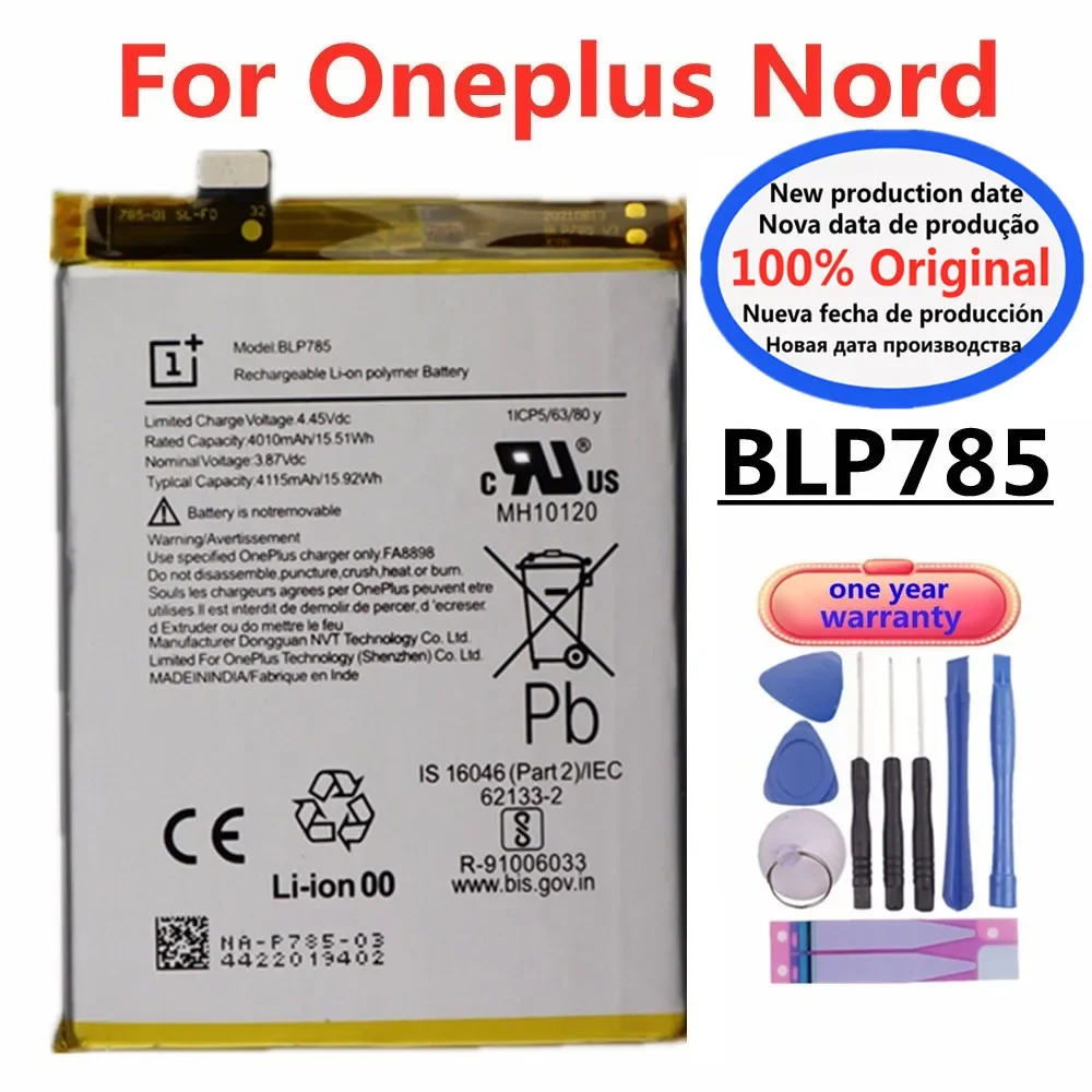 Оригинальный аккумулятор BLP785 4115 мАч для One Plus OnePlus Nord сменный смартфона быстрая