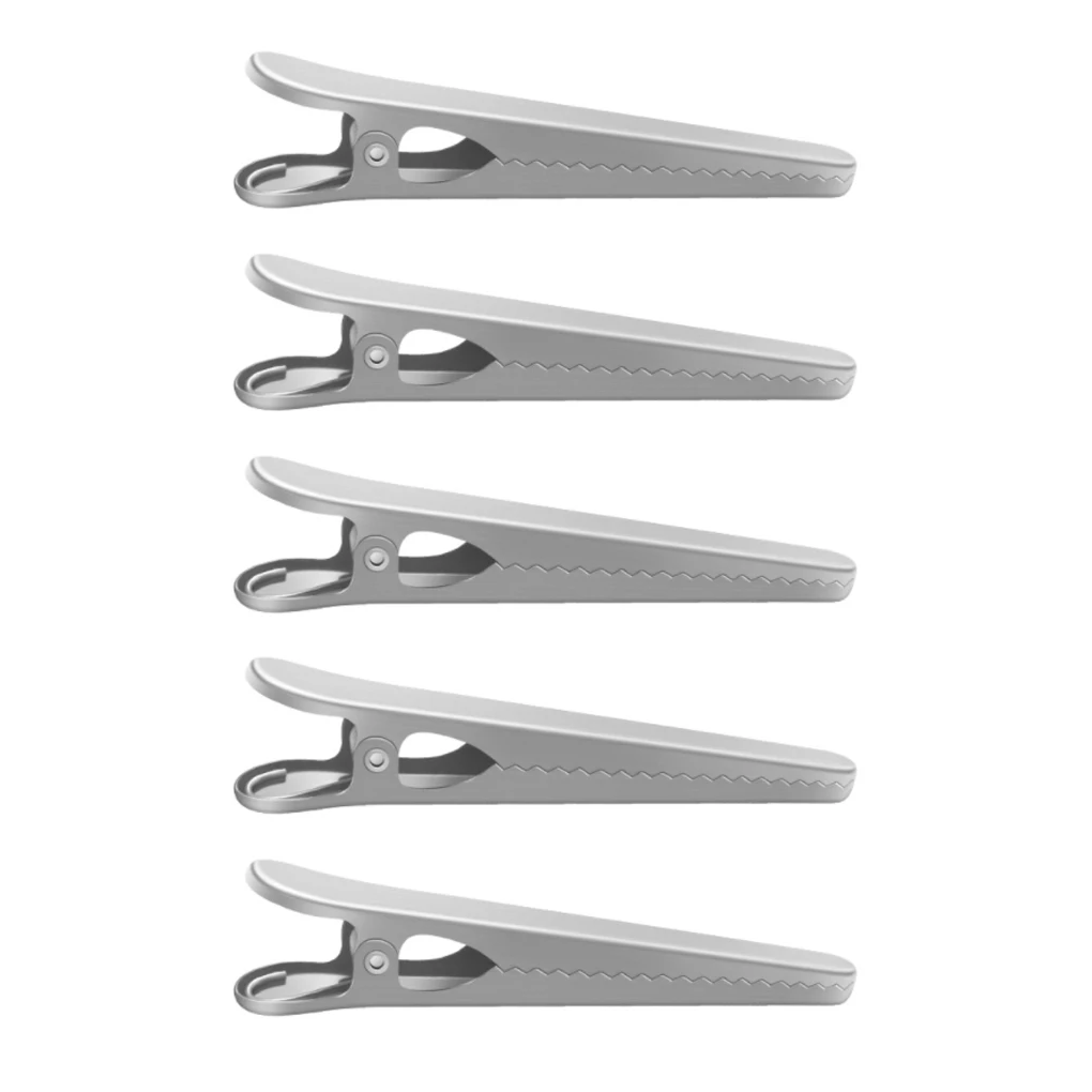 

5 Pieces Stainless Steel Food Sealer Bag Storage Sealing Clip Moisture-proof Coffee Clamp Snacks Home Kitchen Dining Room