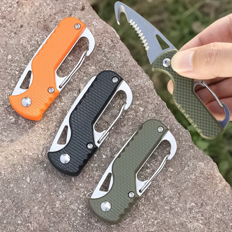 

Portable Multifunctional Express Parcel Knife Keychain Serrated Hook Carry-On Unpacking Emergency Survival Tool Box Opener