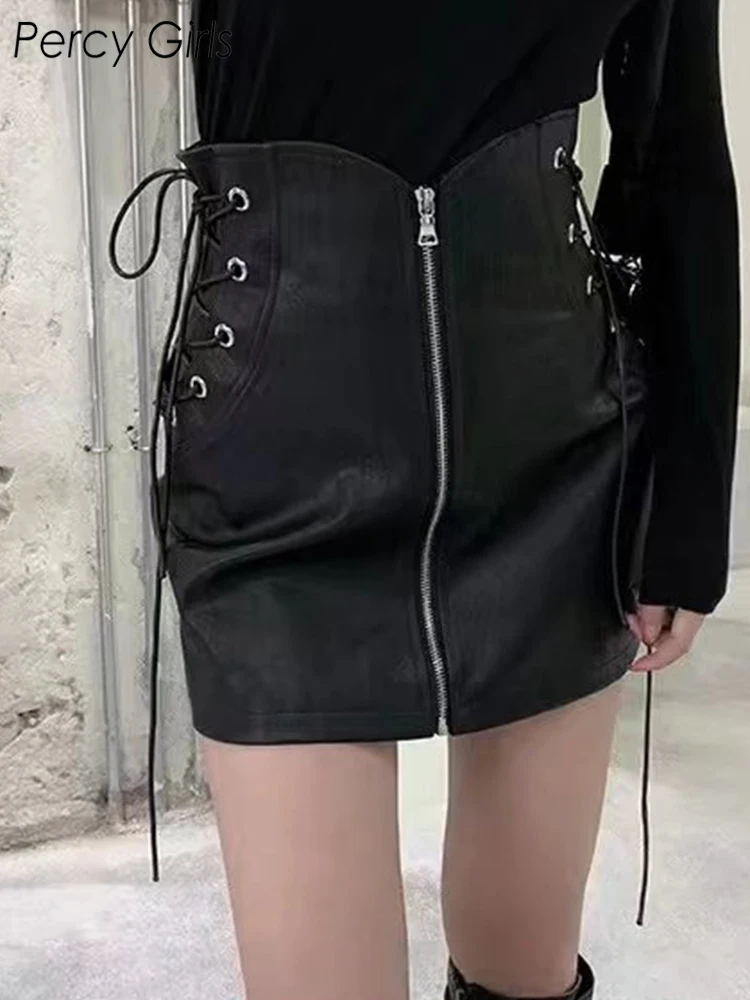 

Женская винтажная мини-юбка на завязках, повседневная облегающая однотонная винтажная юбка с высокой талией и молнией, лето 2022