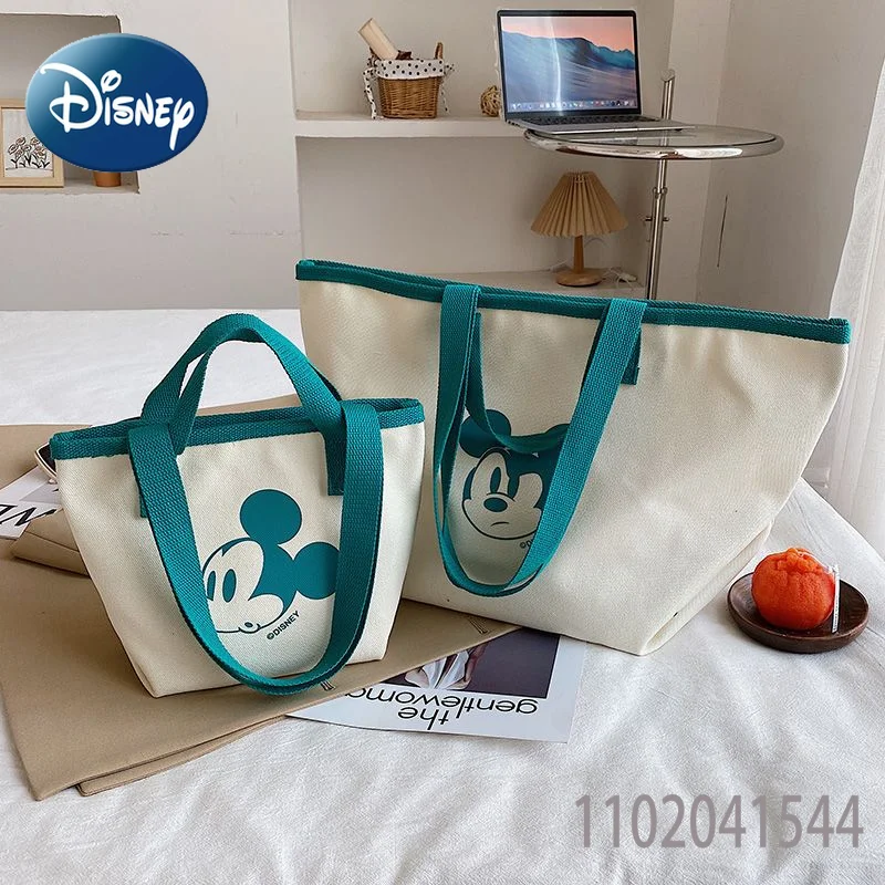 Disney Canvas Bag Mickey Pattern Female Popular Fashion High Quality Large Capacity Shoulder Handbag for Girls Women Children