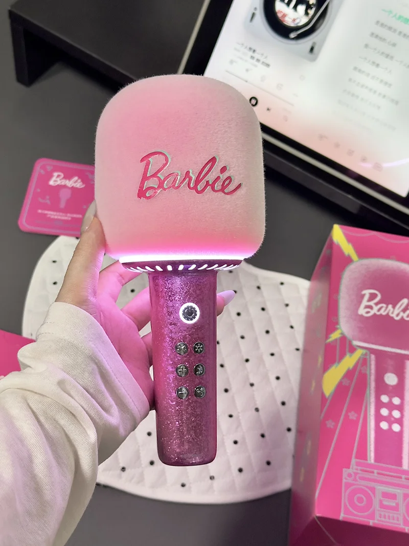Фото Оригинальный беспроводной Bluetooth-микрофон-караоке Maoking Barbie (совместная марка), универсальная колонка, игрушка-периферия в стиле аниме Barbie, серия Dream It Do It №1