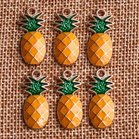 10pcs 10x24mm cute enamel fruit charms for jewelry making alloy pineapple charms pendants for diy necklaces earrings craft gift