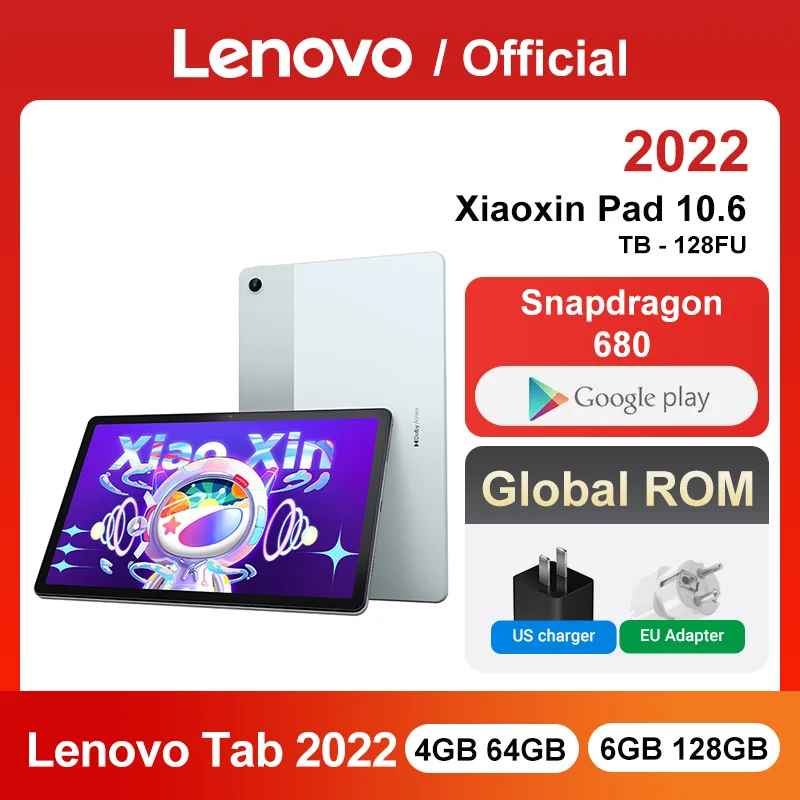 Global ROM Lenovo Tab P11 2022 or Xiaoxin Pad 2022 10.6 Inch 2K LCD Screen Tablet Android 12 64GB Snapdragon 680 Octa Core 7700m