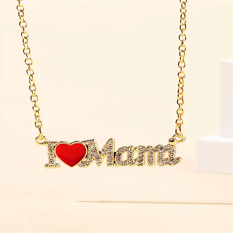 

Mother Day Mom Letter Pendant Necklace Ladies Personality Child Family Nameplate Clavicle Chain Necklace Personality Jewelry