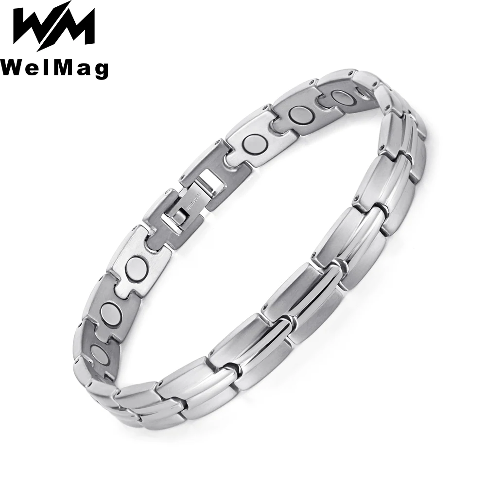 

Welmag Health Magnetic Titanium Bracelet For Man Fashion Casual Sporty Silver Color Jewelry Bangle