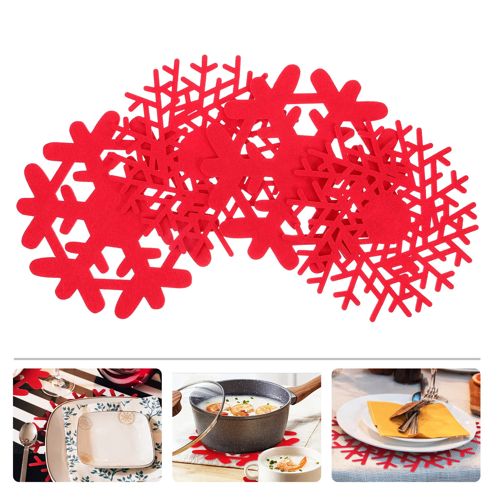 

4 Pcs Anti-scald Christmas Coasters Desk Mat Desktop Snowflake Placemats Cloth Party Cup