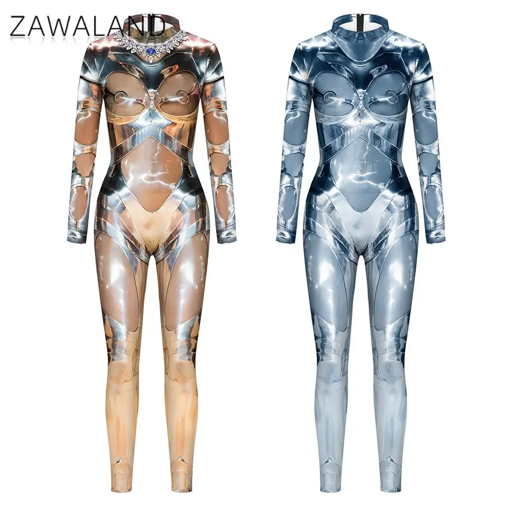 Zawaland крутой механический армированный комбинезон в стиле интернет-панк костюм