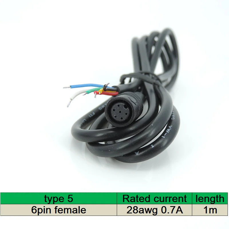 

6-контактный мужской и женский кабель для электронного велосипеда, штекер для стыкового соединения электрического велосипеда M8, водонепроницаемый разъем, проводка, тормозной кабель для скутера m20