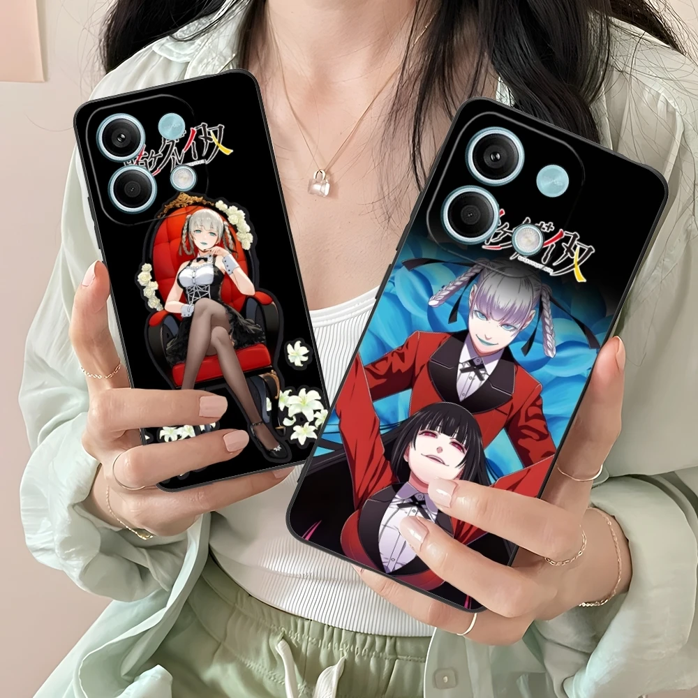 Kakegurui Kirari Anime Mobile Cell Phone Case for Xiaomi Redmi 14 13 13C 12 12C 10 10C A1 A2 A3 Plus 5G Black Cover Shell