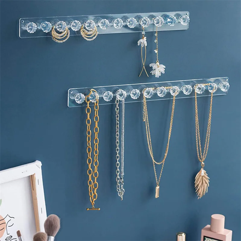 

Transparent Acrylic Storage Rack For Earring Necklace Hanger Holder Wall Mounted Display Stand Organizer