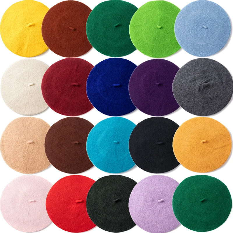 Женские шерстяные береты французский однотонный топ зимняя теплая шапка бини