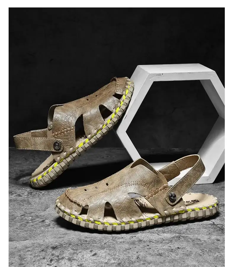 

Men's Summer Baotou Hollow Out Casual Sandal Soft Sole Non Slip Breathable Large Size Dual Purpose Outdoor Beach Sandals Slipper