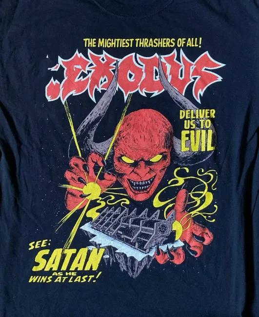 Редкий! Черная футболка унисекс с коротким рукавом и лентой Exodus все размеры