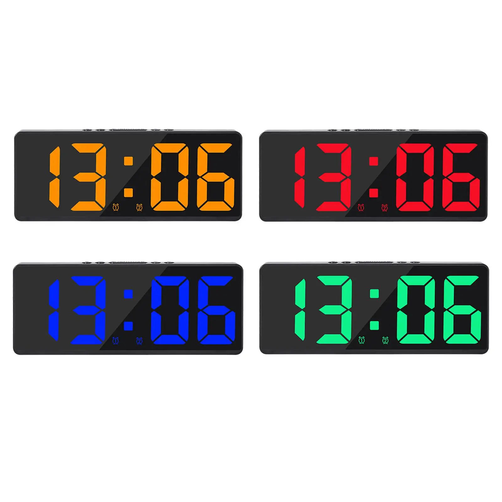 Digital Electronic Alarm Clock, USB Snooze 2 Alarms Large LED Display Adjustable