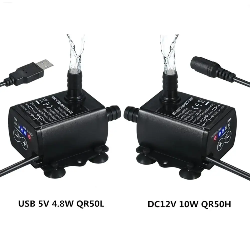 

DC12V USB 5V Mini 4 Modes Adjustable Brushless Water Pump DC USB Interface Low Power Consumption For Garden Pond Aquarium Diving