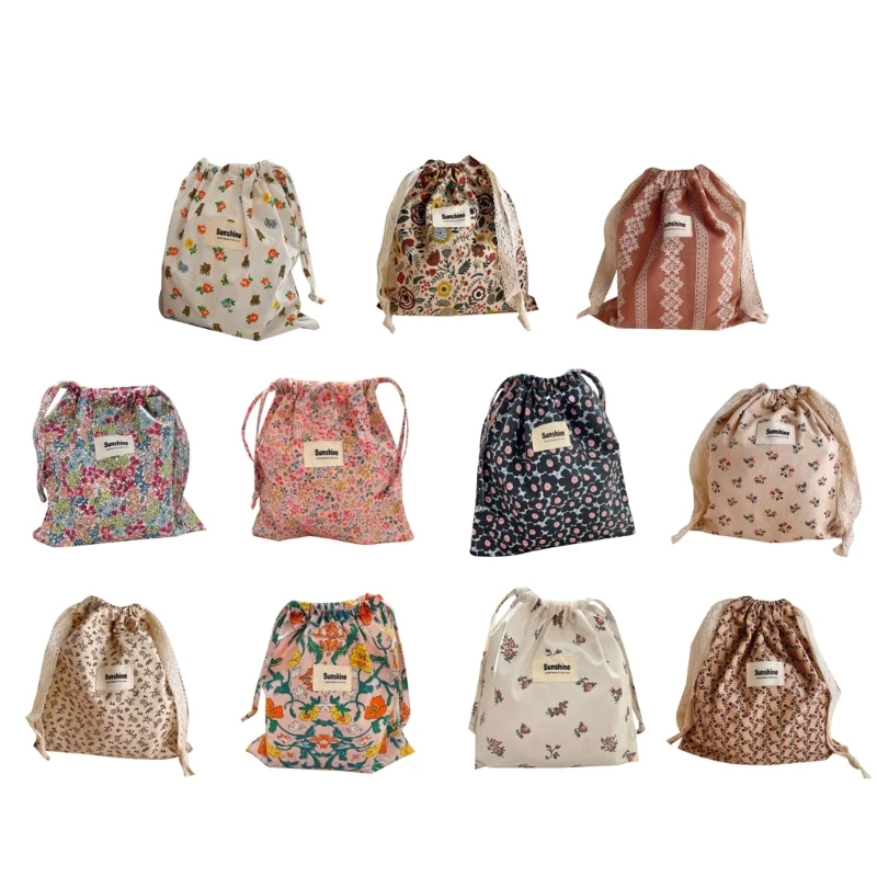 

Floral Print Nappy Bag Reusable Diaper Bag Drawstring Nappy Bag for Infant Washable Baby Diaper Storage Bag Wholesale