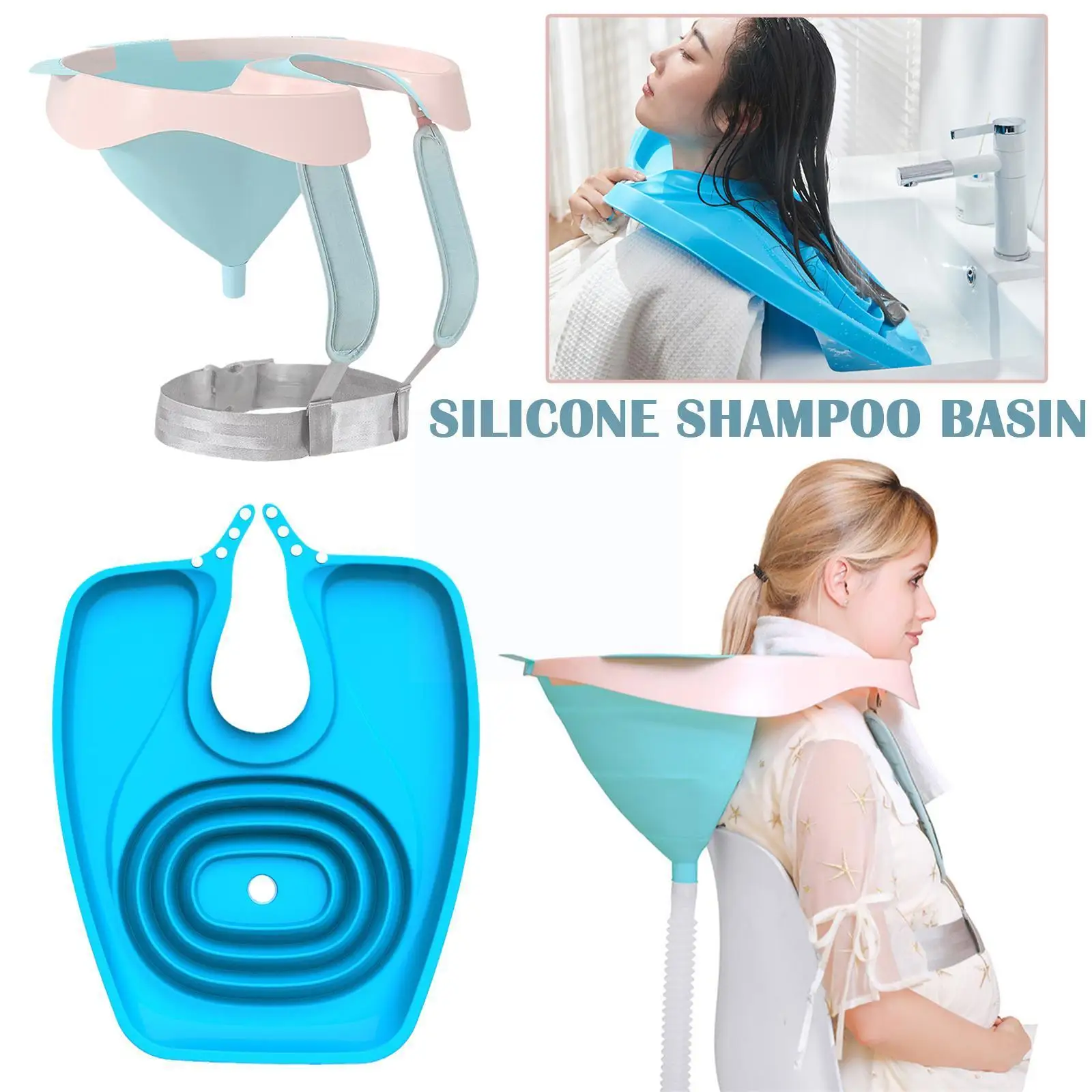 

Pink Foldable Comfortable Shampoo Tool For Maternity Portable Foldable Sink With Hose Easy Washing Hair Silicone Shampoo Ba T8I4