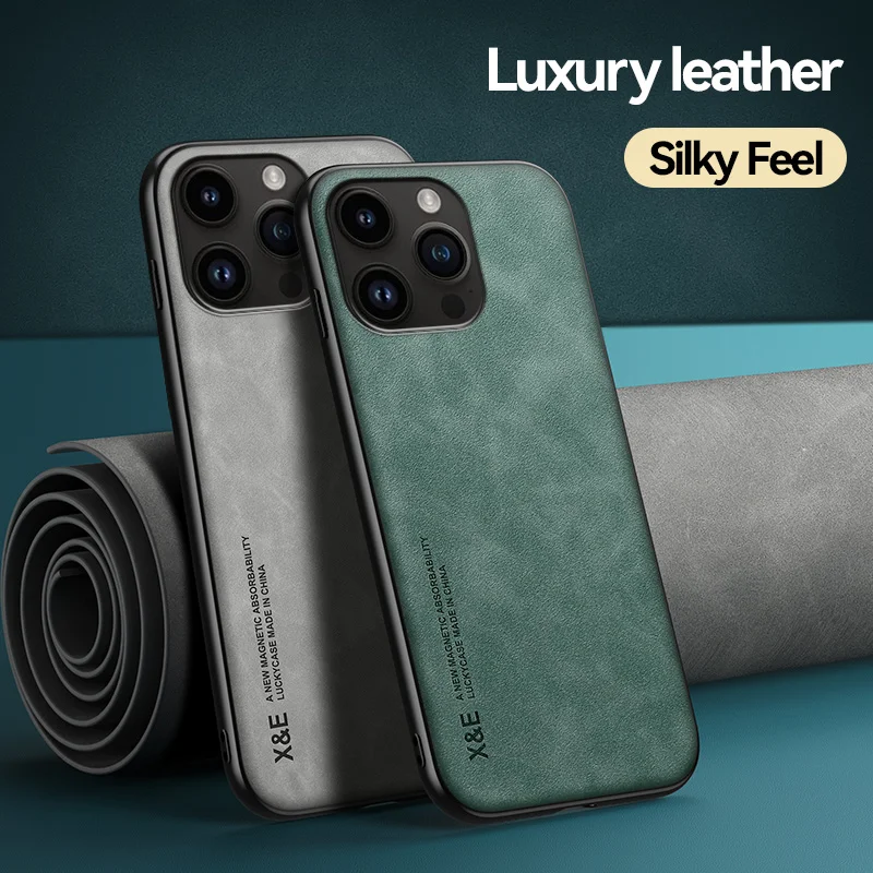 

Magnetic Leather Case For iPhone 13 11 12 14 Pro Max XS Max X XR 8 7 Plus SE 2022 14 Plus Luxury Sheepskin Matte Slim Back Cover
