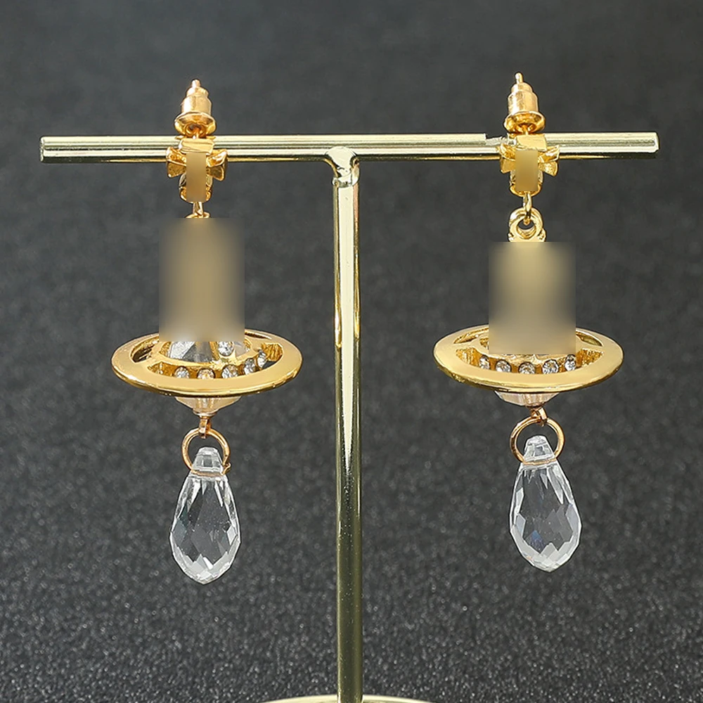 

Fashion New Saturn Earrings Cross Planet Women Earrings Jewelry Creative Diamond Temperament Ear Hook Accessories Gift Wholesale