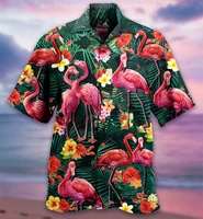 hawaiian animal shirts mens shirts cuban collar short sleeve tops funny street punk print shirts oversized loose men clothing