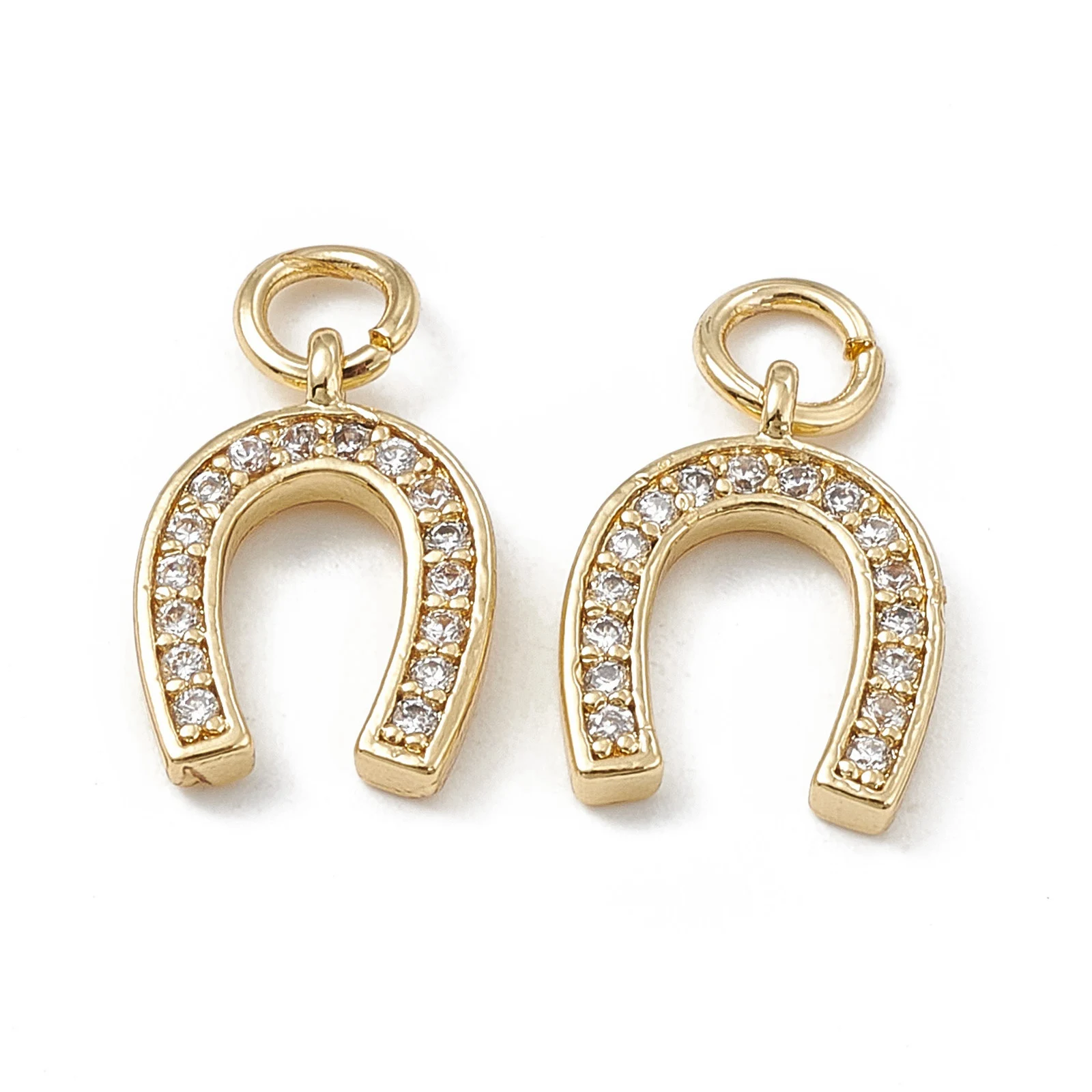 Подвески в форме подковы из латуни с микрозакрепкой 13x10x3 мм 5 шт