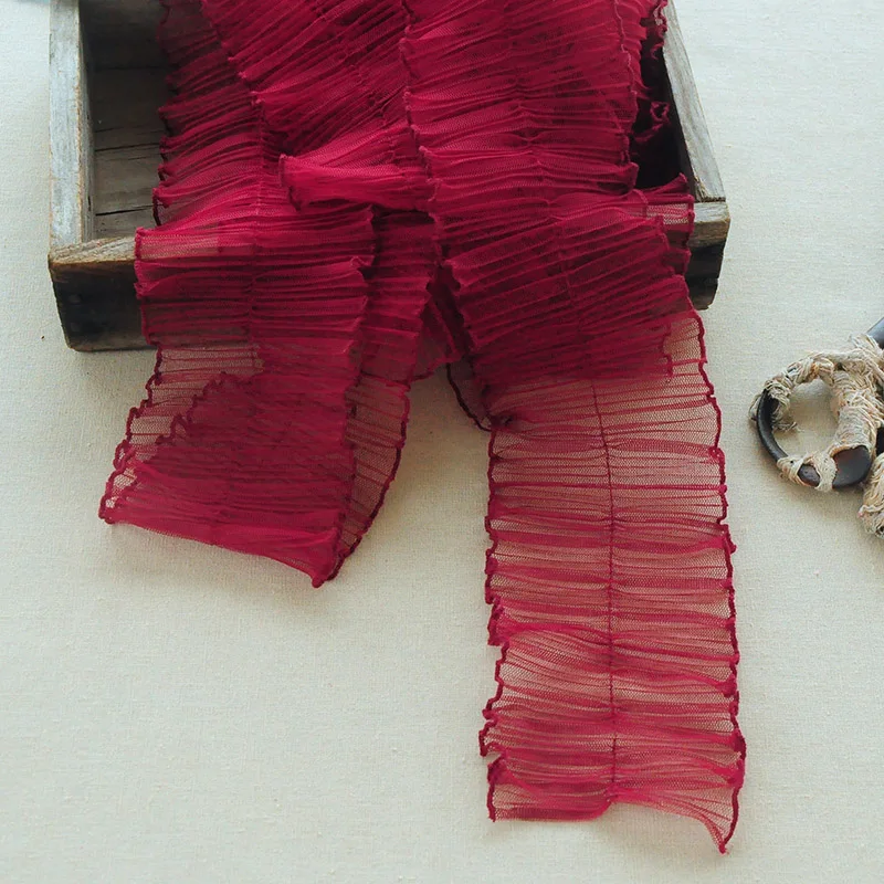 Плиссированная кружевная ткань из тюлевой сетки лента с бахромой для рукоделия