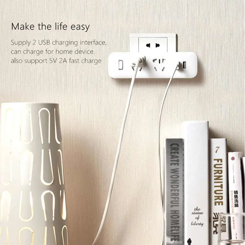 Новый оригинальный переходник для розетки питания Xiaomi Mijia 2 USB быстрая зарядка