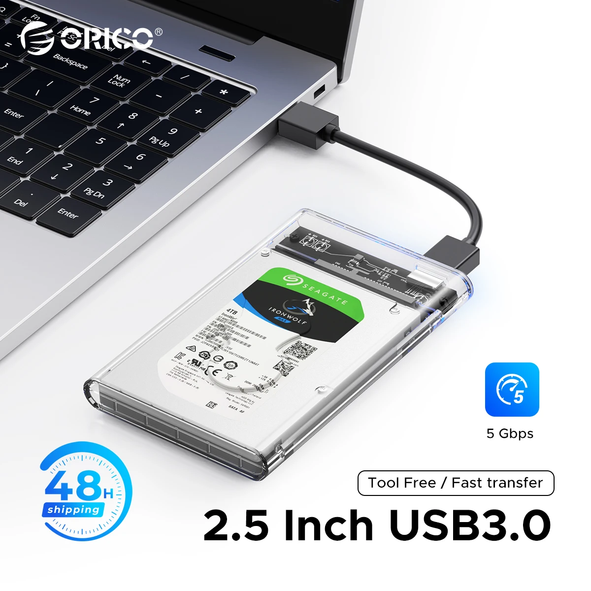 ORICO 2,5-дюймовый прозрачный чехол для жесткого диска SATA-USB 3.1 ...