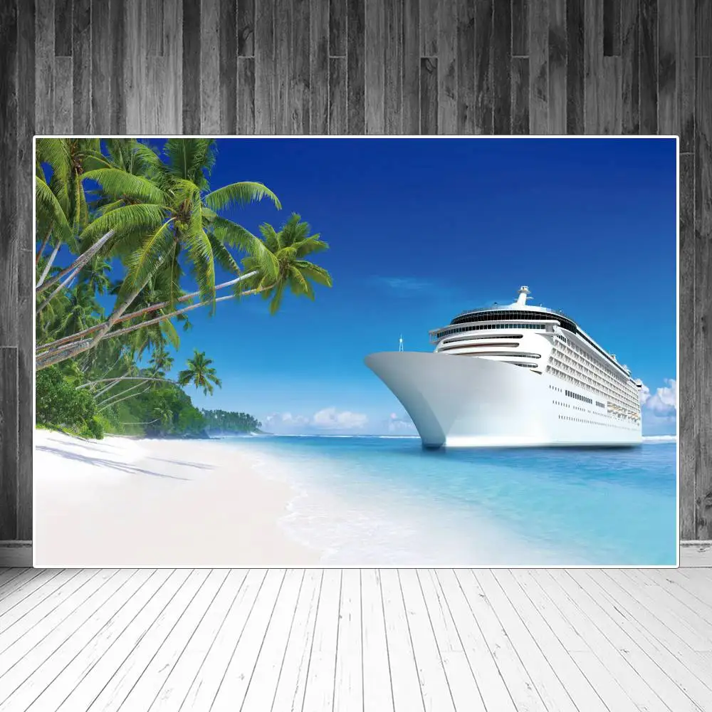 

Cruise Ship Tropical Sea Beach Scenic Summer Holiday Photography Backgrounds Sunny Blue Sky Party Decoration Photocall Backdrops