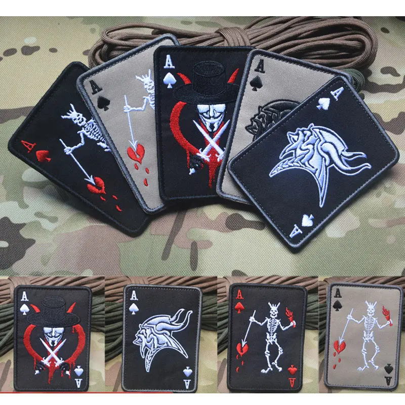 

Poker Ace of Spades Embroidered Hook and Loop Patch Ring Chapter Last Card Armband Poker Ace A41 Morale Chapter Large Badge