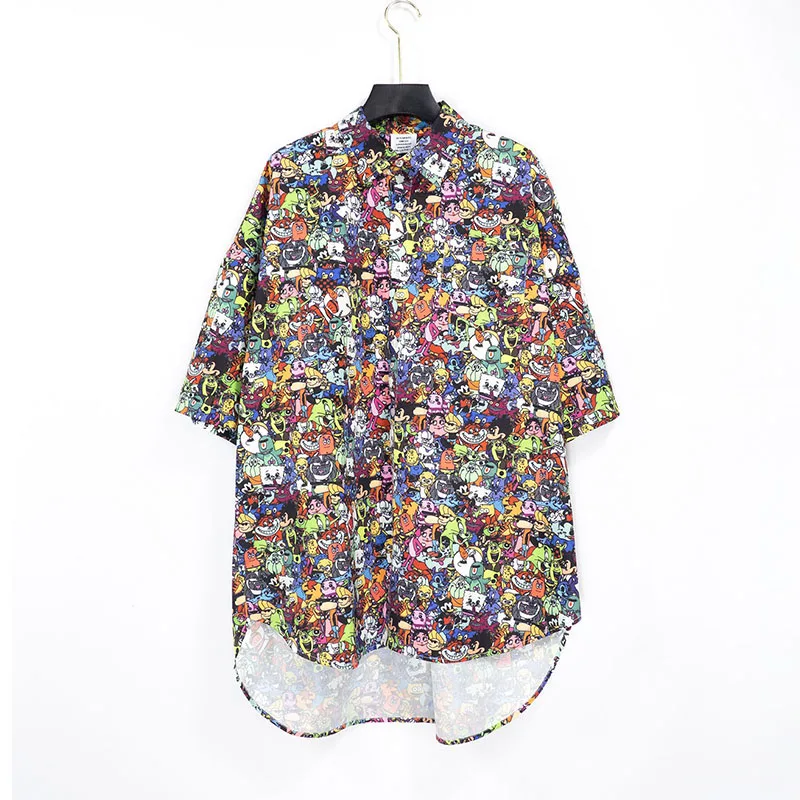 

Vetements Shirts Women 1:1 Full Cartoon Oversized Beach Short Sleeve Tops VETEMENTS Hawaiian Shirts