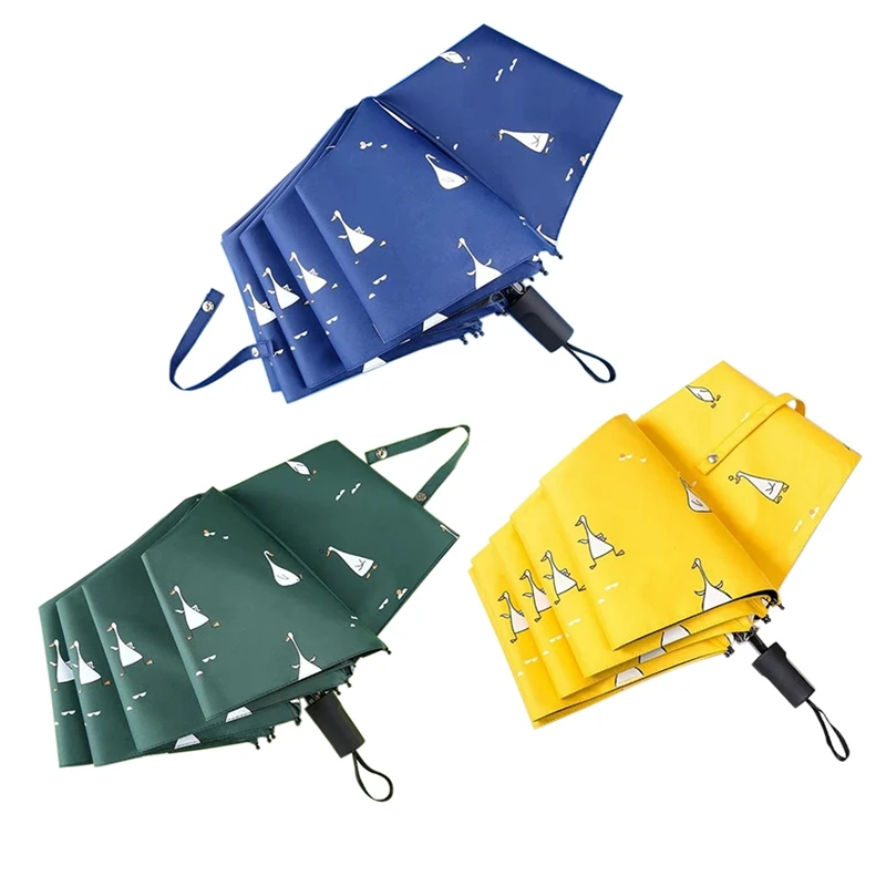 

Cartoon Duck Sunny Rainy Umbrella Fashion Automatic Women Umbrella Windproof Three Folding Steel Umbrellas